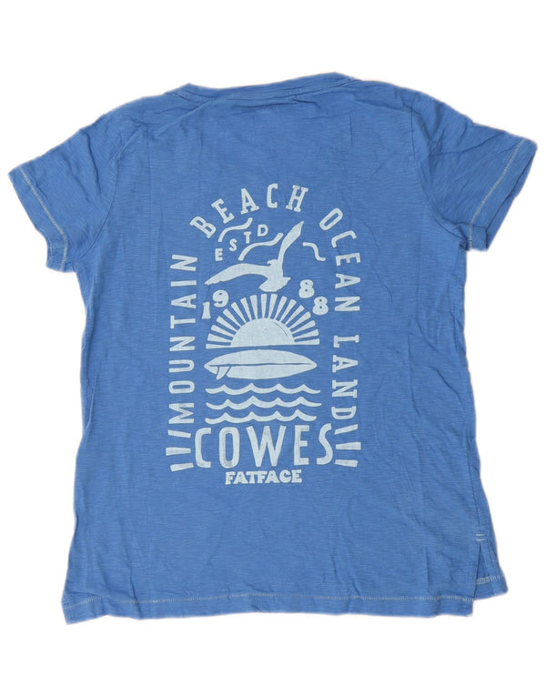 Fat Face Womens Graphic T-Shirt Top UK 8 Small Blue Flecked Cotton