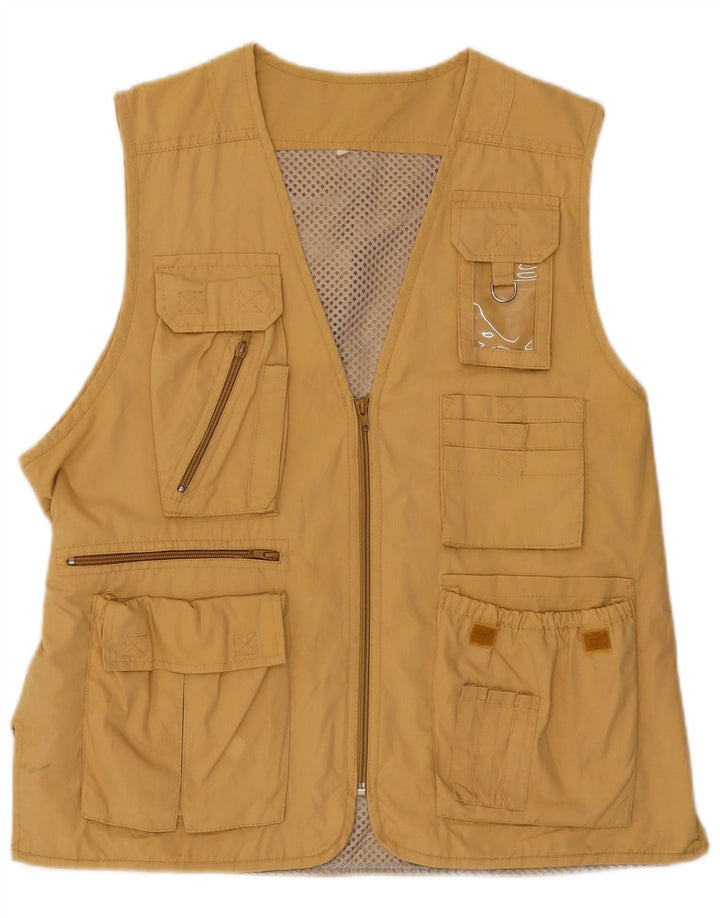 VINTAGE Mens Utility Gilet UK 40 Large Beige