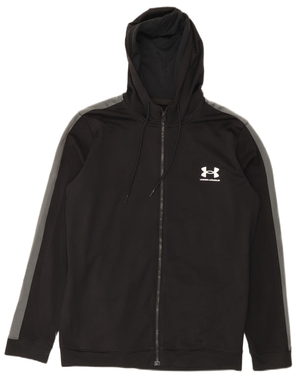 Under Armour Mens Zip Hoodie Sweater Medium Black Colourblock Polyester