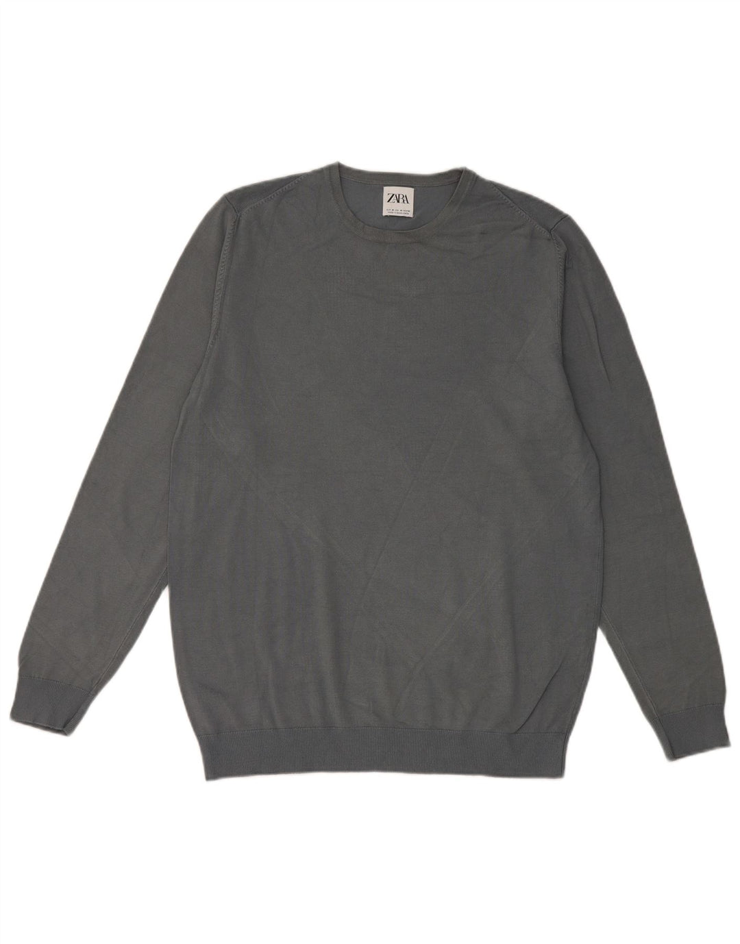 Zara Womens Crew Neck Jumper Sweater UK 14 Medium Grey Viscose