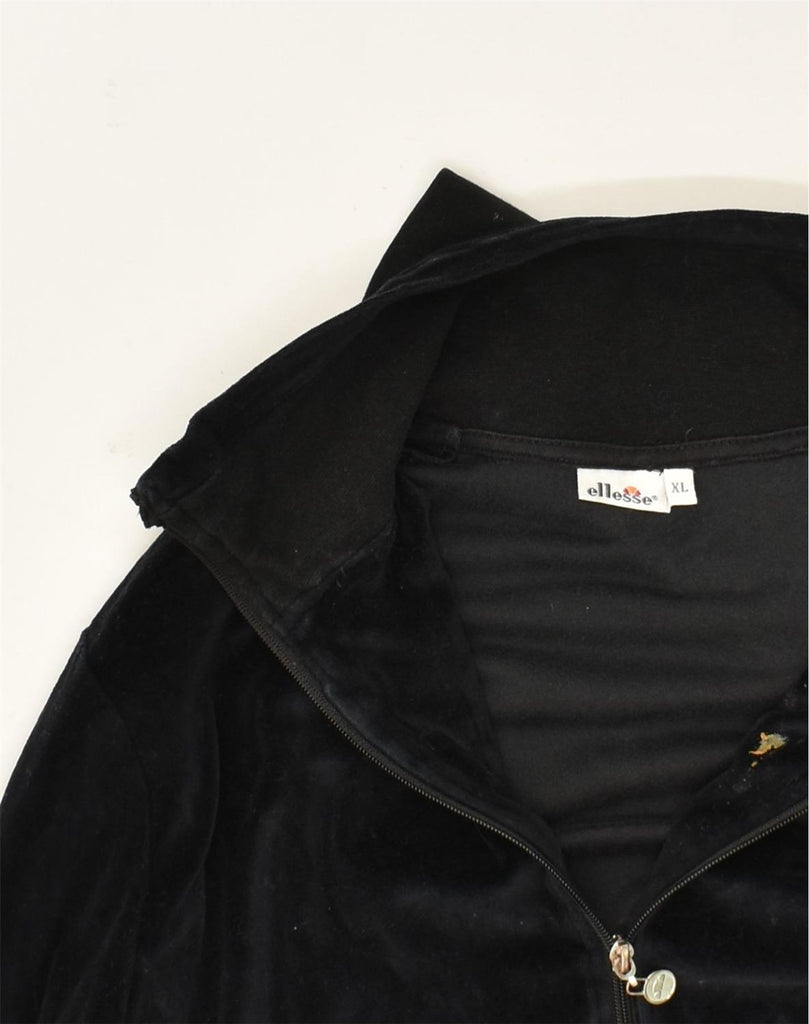 ELLESSE Womens Tracksuit Top Jacket UK 18 XL Black Cotton | Vintage Ellesse | Thrift | Second-Hand Ellesse | Used Clothing | Messina Hembry 