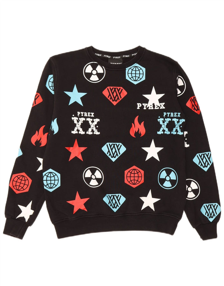 Pyrex Boys Graphic Sweatshirt Jumper 13-14 Years 2XL Black Cotton