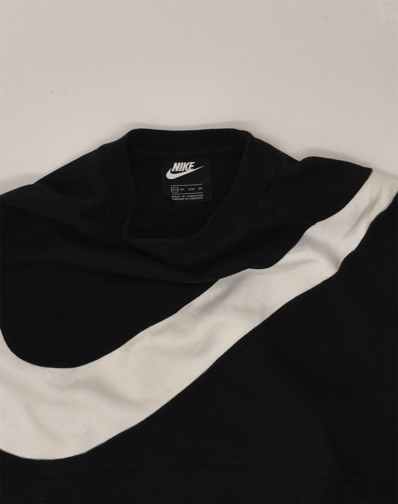 NIKE Womens Crop Sweatshirt Jumper UK 6 XS Black Cotton | Vintage Nike | Thrift | Second-Hand Nike | Used Clothing | Messina Hembry 