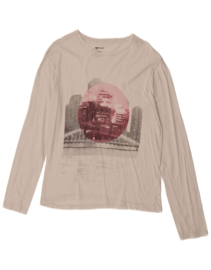 Gas Womens Graphic Top Long Sleeve UK 16 Large White
