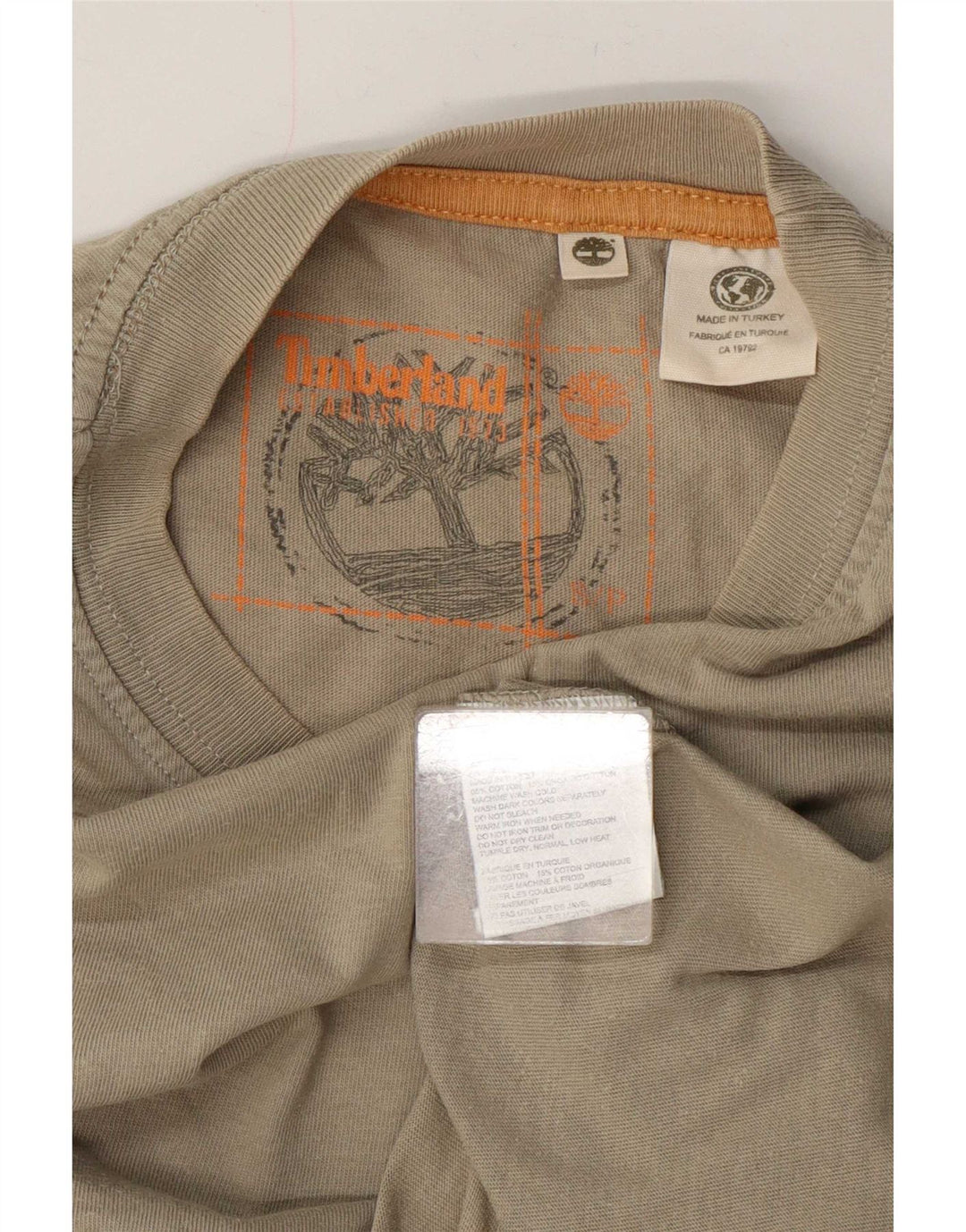 Timberland Mens Graphic T-Shirt Top Small Khaki Cotton