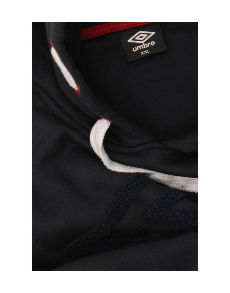 UMBRO Mens Graphic Hoodie Jumper 2XL Navy Blue Cotton Vintage Umbro and Second-Hand Umbro from Messina Hembry 