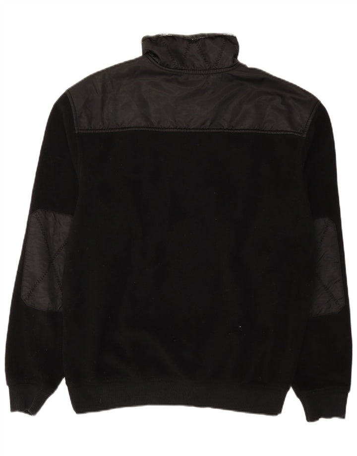 Bugatti Mens Zip Neck Fleece Jumper Large Black Polyester