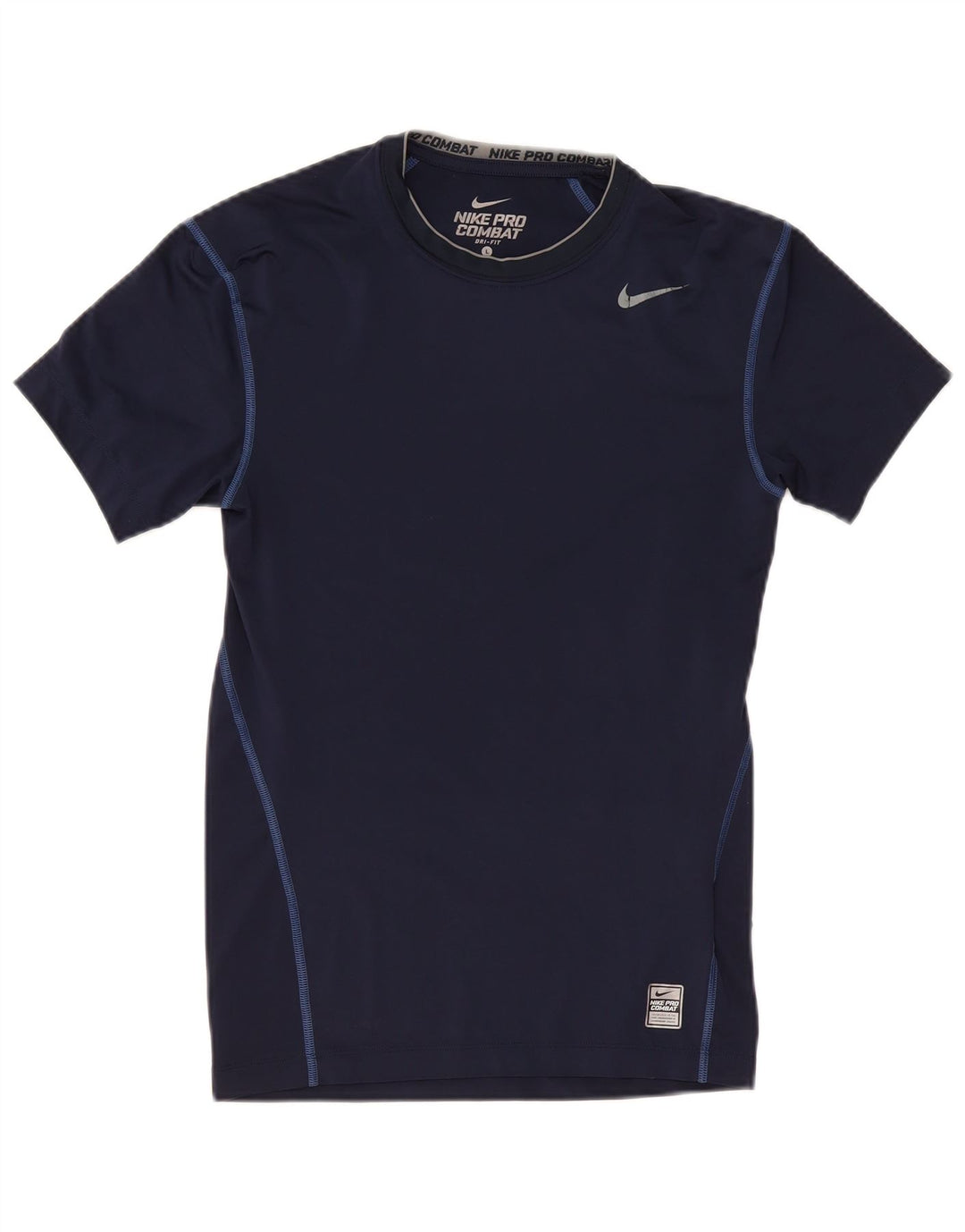 Nike Mens Pro Combat T-Shirt Top Large Navy Blue Polyester