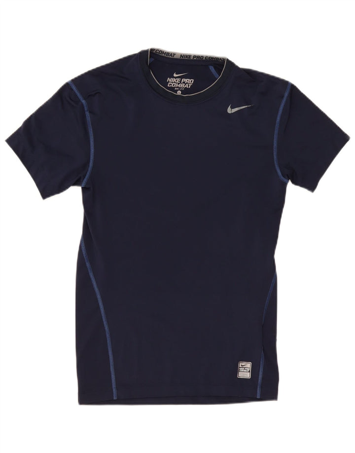 Nike Mens Pro Combat T-Shirt Top Large Navy Blue Polyester
