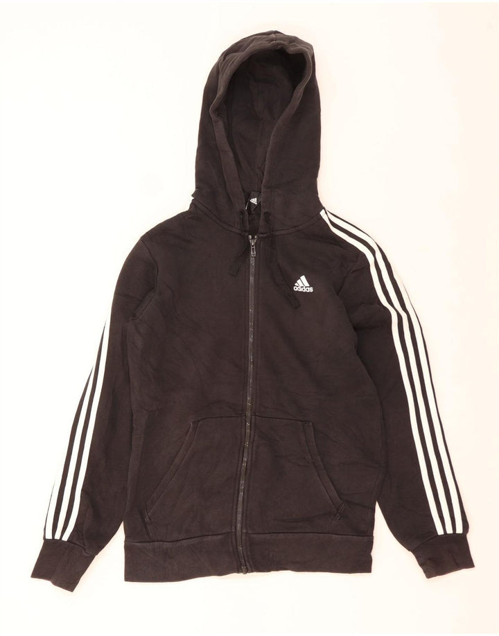 Adidas Womens Zip Hoodie Sweater UK 14 Medium Black