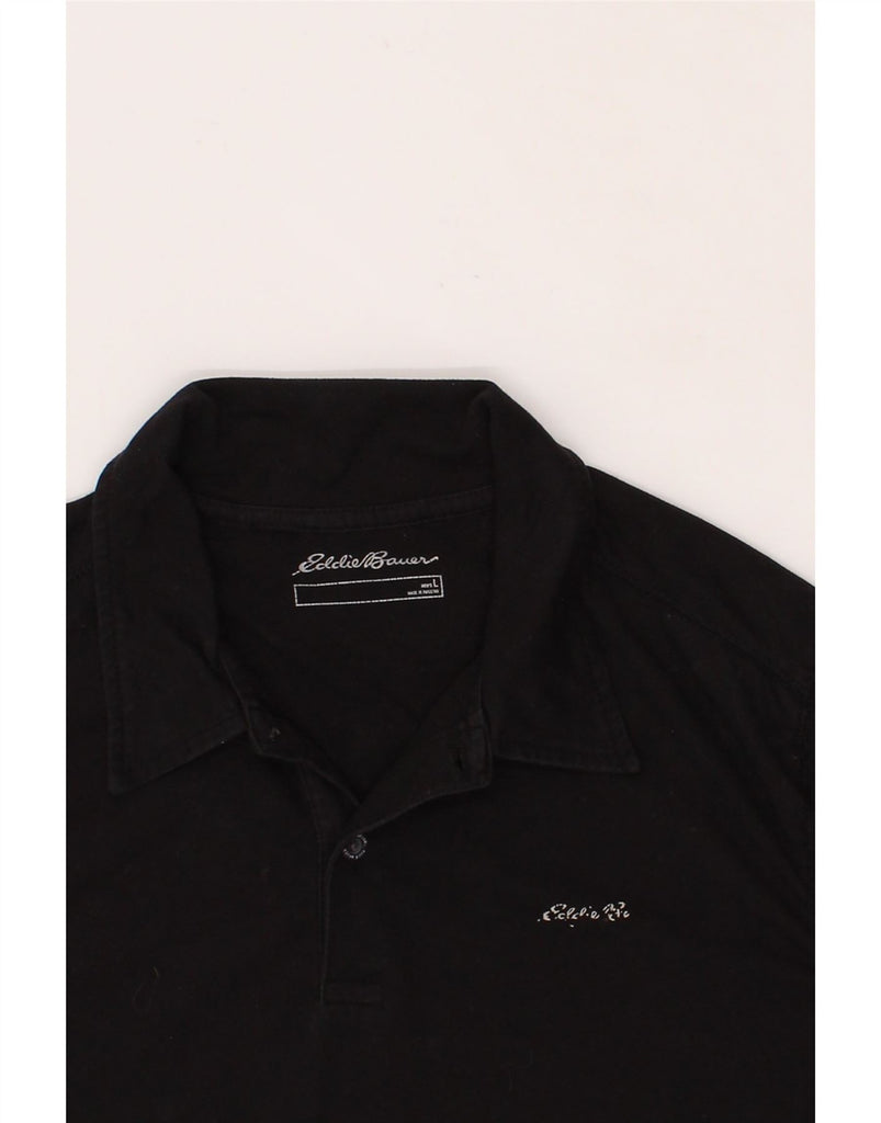 EDDIE BAUER Mens Polo Shirt Large Black Cotton Vintage Eddie Bauer and Second-Hand Eddie Bauer from Messina Hembry 