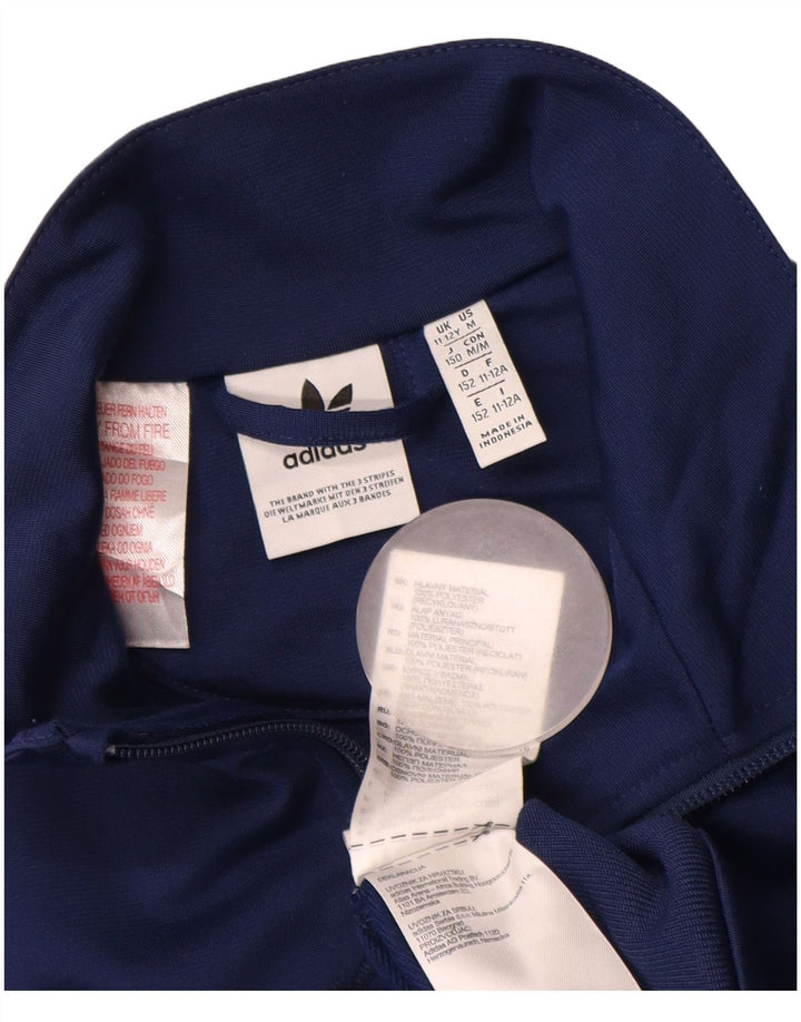 ADIDAS Boys Tracksuit Top Jacket 11-12 Years Navy Blue Polyester