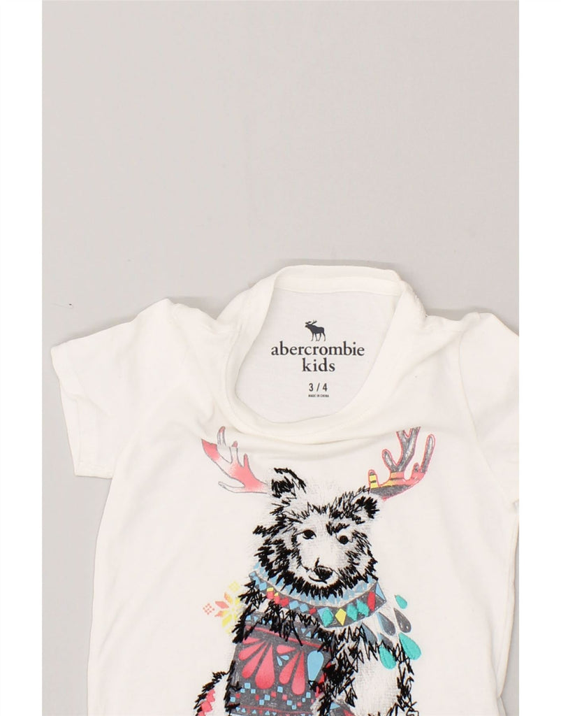 ABERCROMBIE & FITCH Girls Graphic T-Shirt Top 3-4 Years White Cotton | Vintage Abercrombie & Fitch | Thrift | Second-Hand Abercrombie & Fitch | Used Clothing | Messina Hembry 