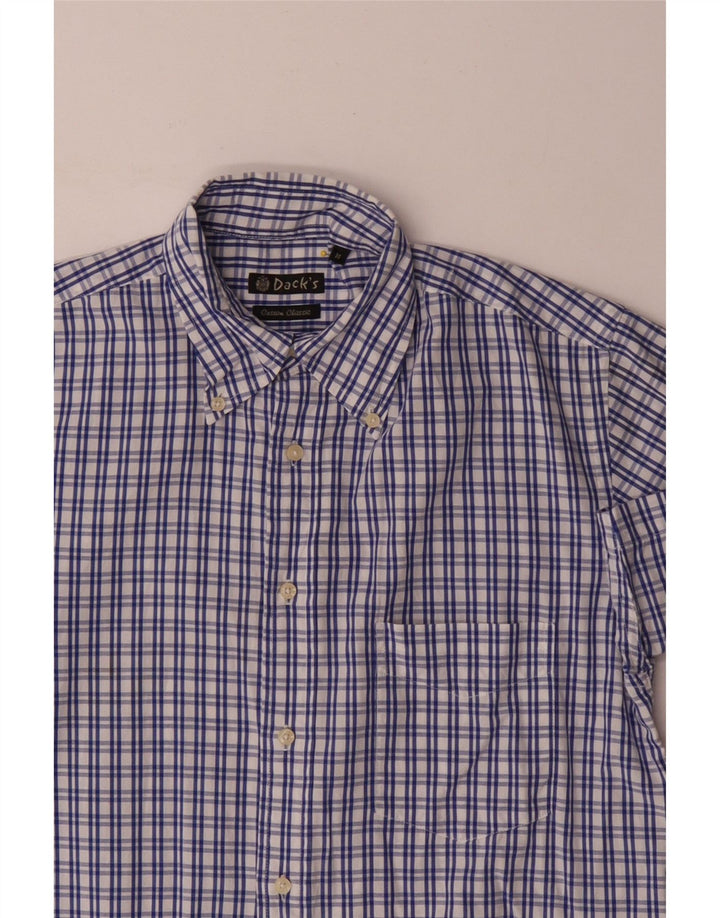 Dack's Mens Short Sleeve Classic Fit Shirt Medium Blue Check Cotton