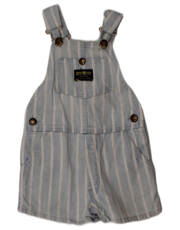 Osh Kosh Boys Dungarees Denim Shorts 3-4 Years W22 Blue Striped Cotton