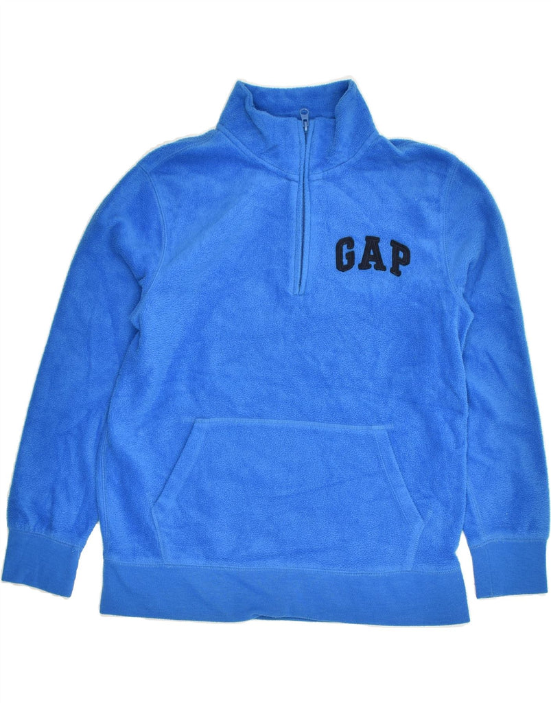 GAP Boys Graphic Zip Neck Fleece Jumper 14-15 Years XL Blue Polyester | Vintage Gap | Thrift | Second-Hand Gap | Used Clothing | Messina Hembry 