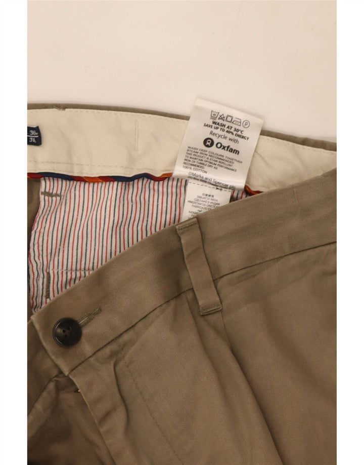 Marks & Spencer Mens Blue Harbour Pegged Chino Trousers W36 L31 Khaki