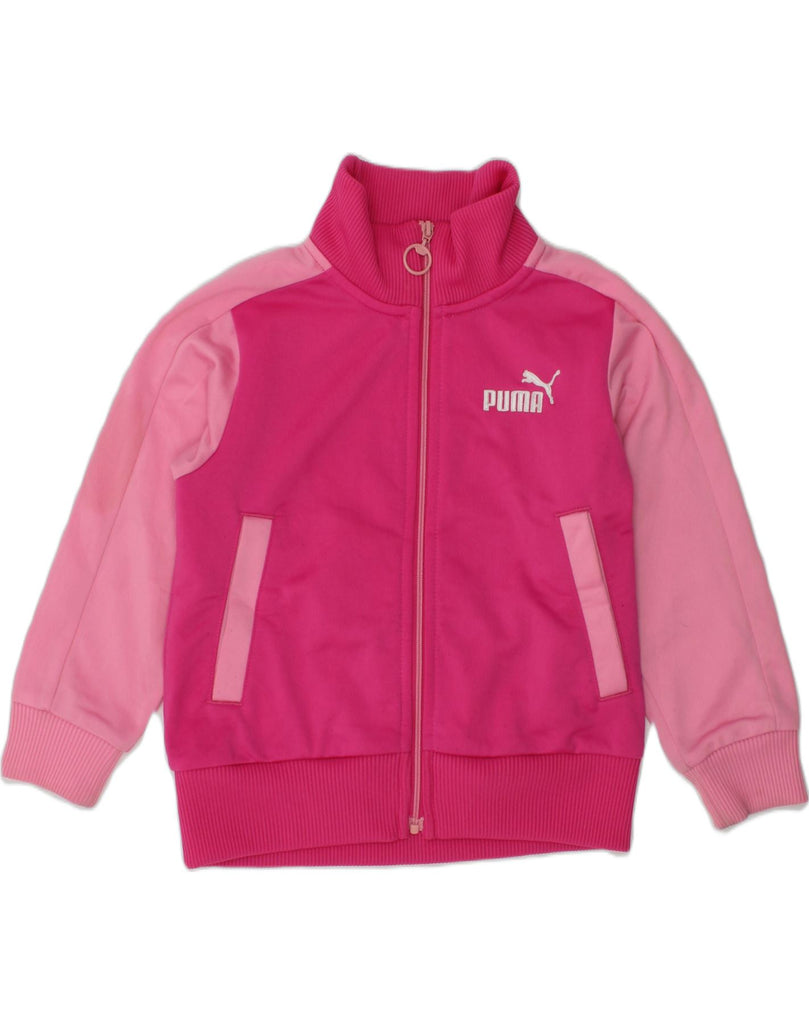 PUMA Baby Boys Graphic Tracksuit Top Jacket 18-24 Months Pink Colourblock | Vintage Puma | Thrift | Second-Hand Puma | Used Clothing | Messina Hembry 