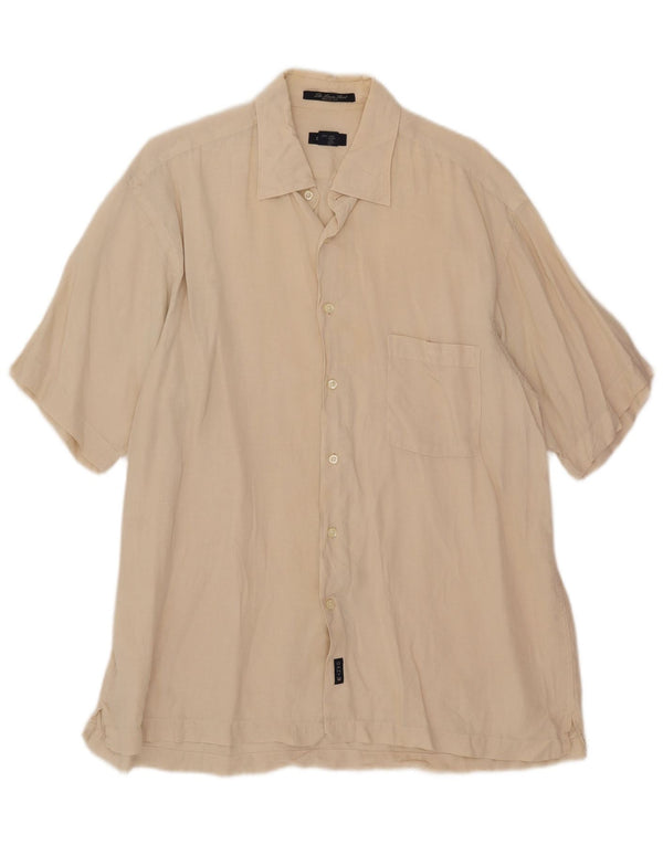 Gant Mens Dress Fit Short Sleeve Shirt XL Off White Linen