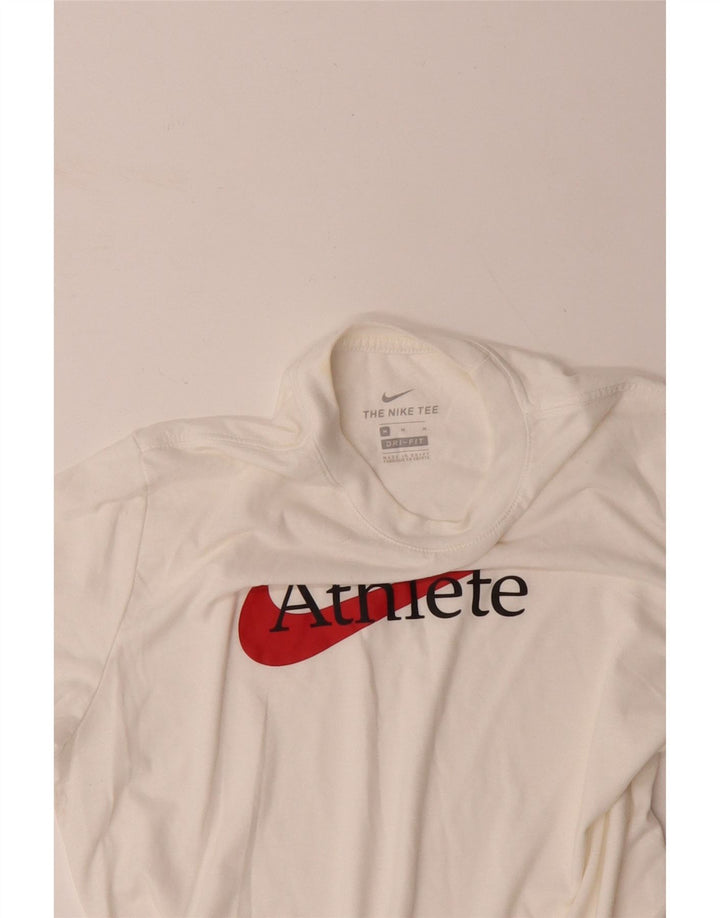 NIKE Mens Dri Fit Graphic T-Shirt Top Medium White Cotton