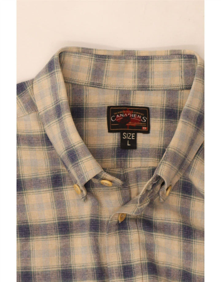 Canadiens Mens Flannel Shirt Large Beige Check