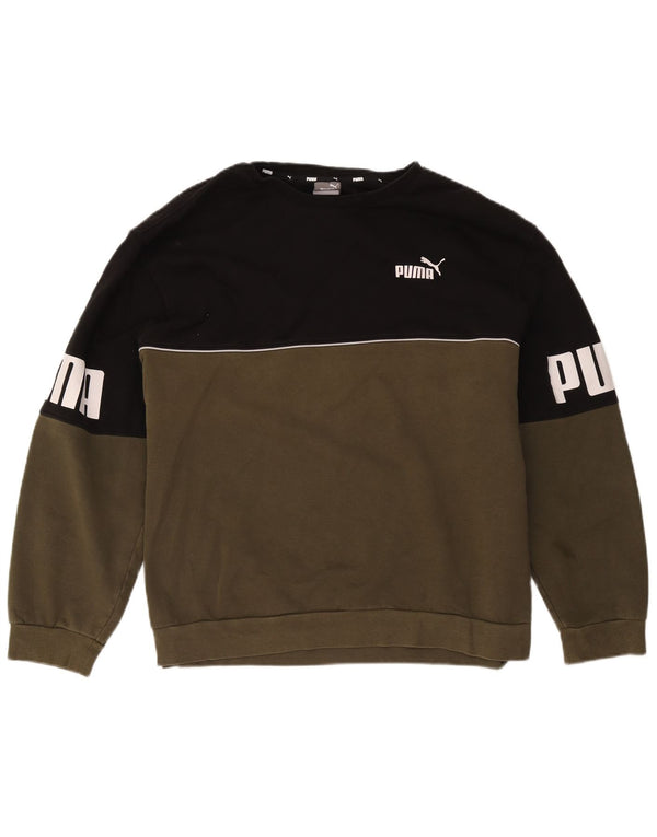 Puma Mens Graphic Sweatshirt Jumper 2XL Khaki Colourblock Cotton