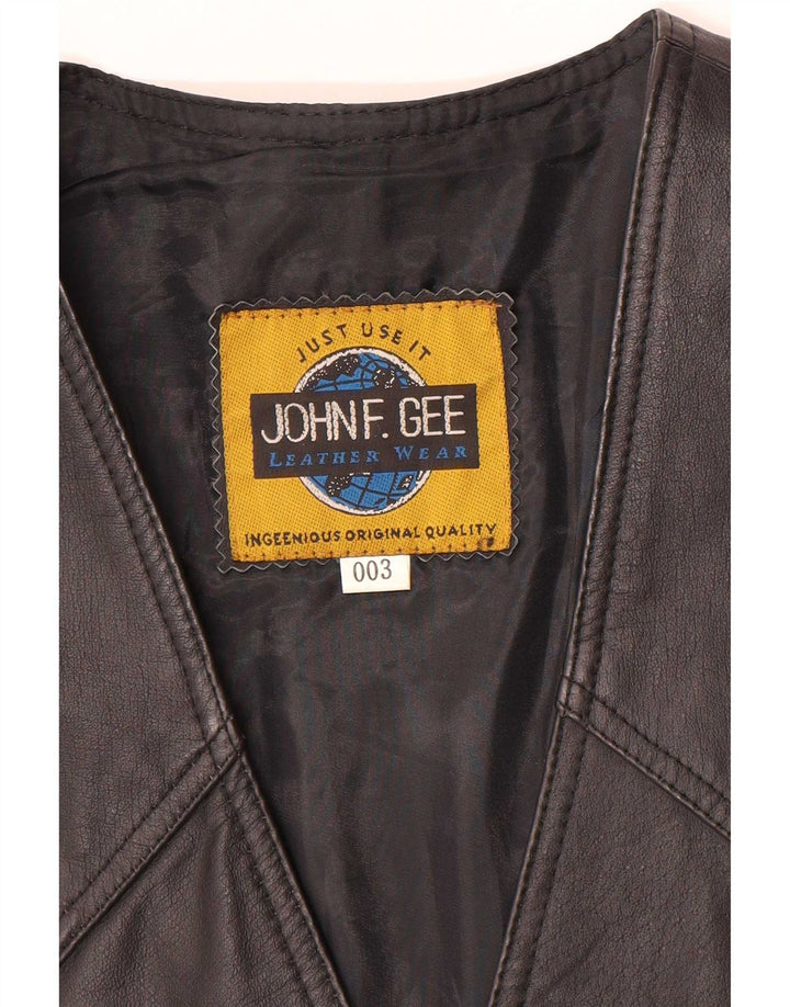 John F Gee Mens Leather Waistcoat Medium Black