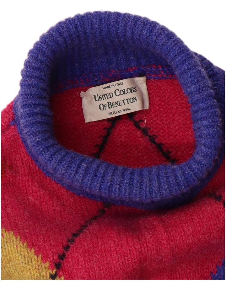 Benetton Womens Roll Neck Jumper Sweater UK 16 Large Multicoloured