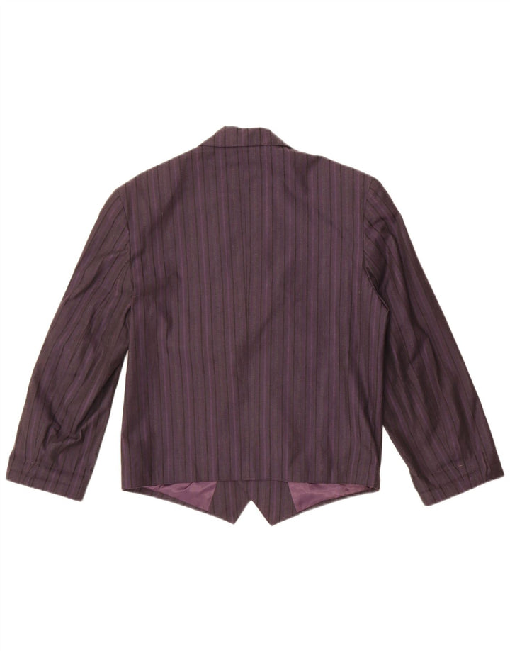 Vintage Womens Double Breasted Blazer Jacket UK 14 Medium Purple Striped