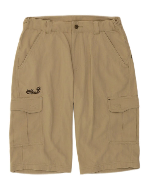 Jack Wolfskin Boys Graphic Cargo Shorts 13-14 Years W28 Beige Polyamide