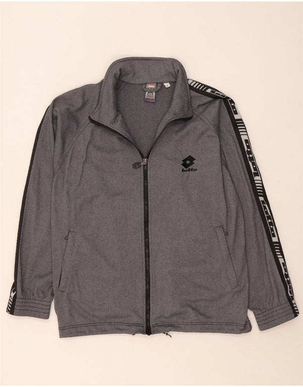 LOTTO Mens Graphic Tracksuit Top Jacket Small Grey Flecked Polyester