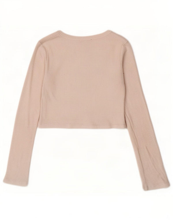 Zara Womens Crop Top Long Sleeve UK 8 Small White Viscose