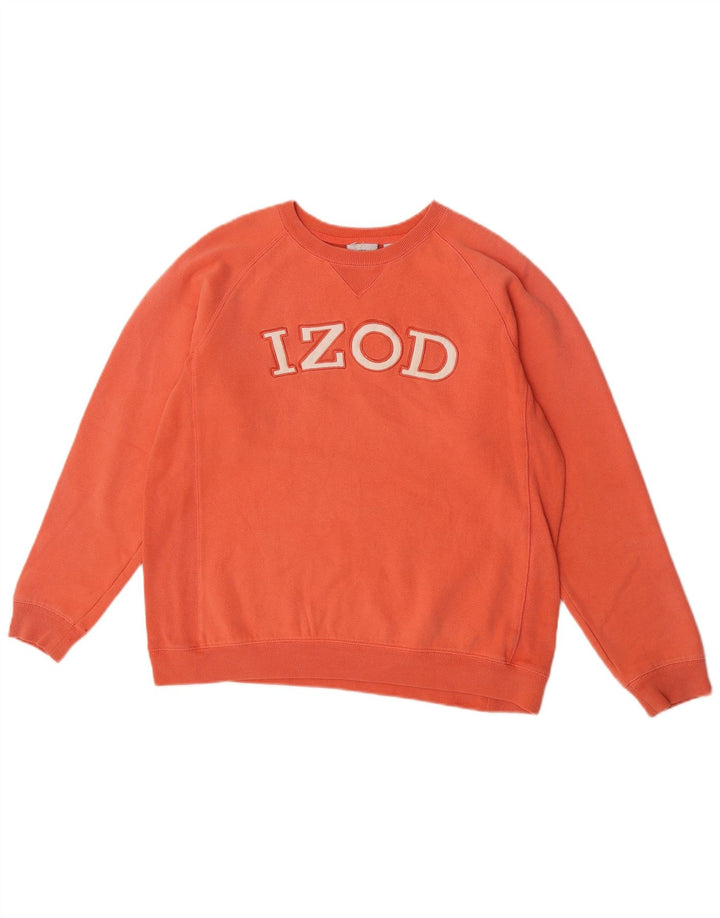 Izod Womens Graphic Sweatshirt Jumper UK 14 Medium Orange Cotton