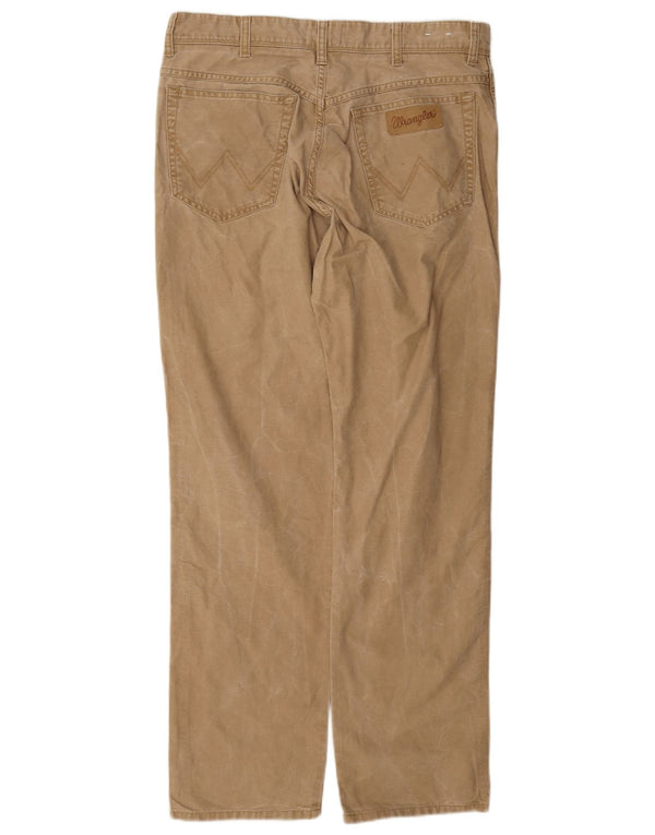 Wrangler Mens Texas Straight Casual Trousers W34 L32 Beige Cotton