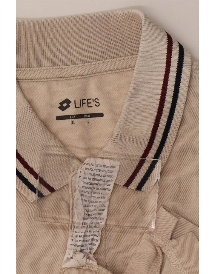 LOTTO Mens Life's Polo Shirt XL Beige Polyester Vintage Lotto and Second-Hand Lotto from Messina Hembry 