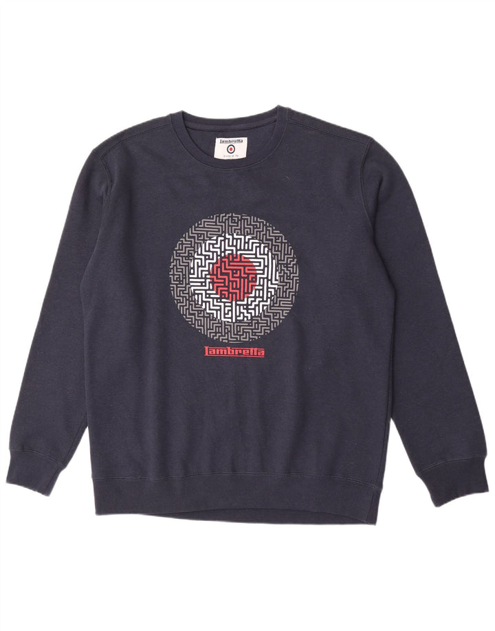 Lambretta Mens Graphic Sweatshirt Jumper XL Navy Blue Cotton