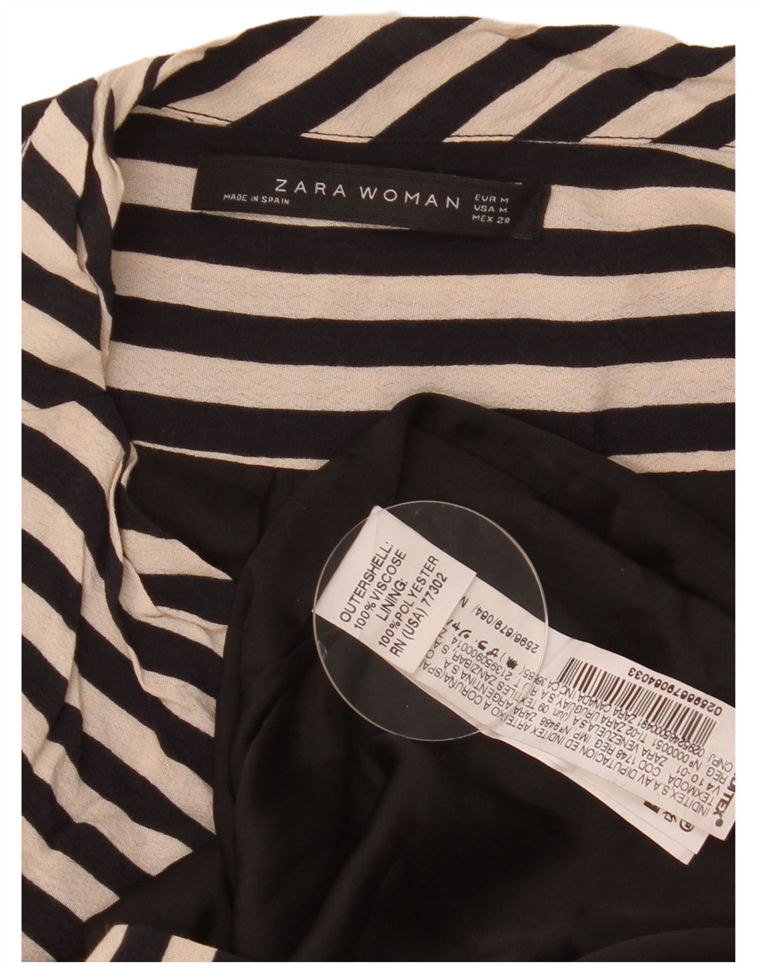 Zara Womens Sleeveless Shift Dress UK 14 Medium Black Striped Viscose