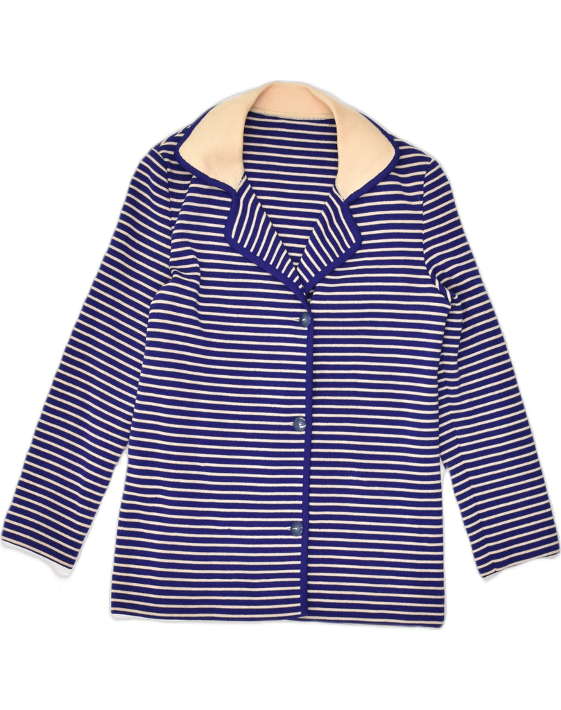 VINTAGE Womens Cardigan Sweater IT 48 XL Navy Blue Striped | Vintage Vintage | Thrift | Second-Hand Vintage | Used Clothing | Messina Hembry 