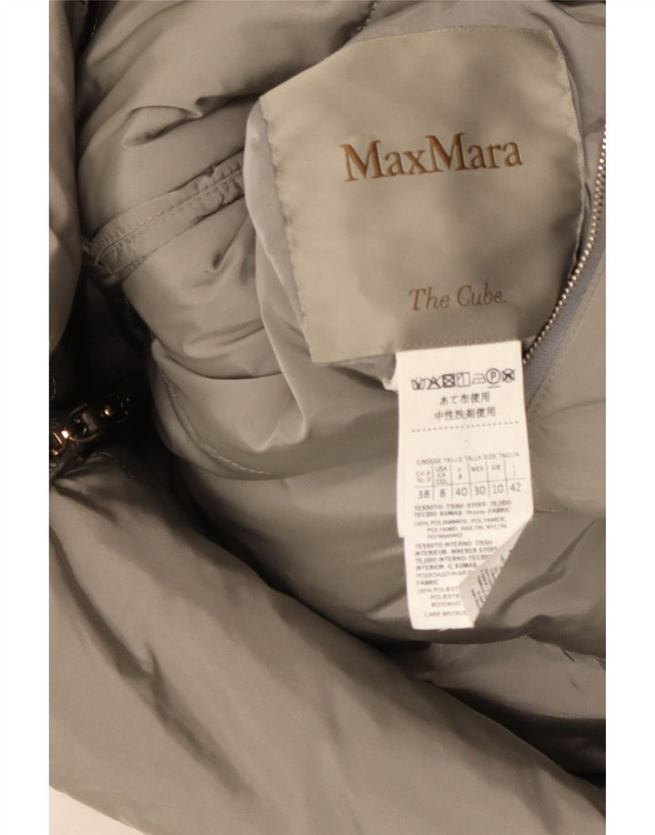 Max Mara Womens Hooded Reversible Padded Coat UK 10 Small Beige Polyamide