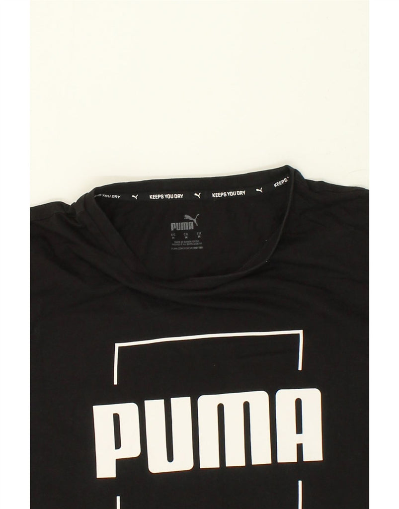 PUMA Mens Graphic T-Shirt Top Medium Black Cotton | Vintage Puma | Thrift | Second-Hand Puma | Used Clothing | Messina Hembry 