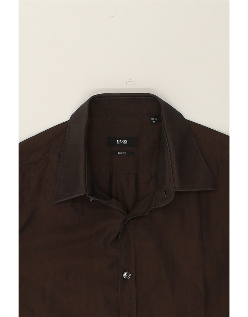 HUGO BOSS Mens Slim Fit Shirt Size 39/40 Medium Brown Cotton | Vintage Hugo Boss | Thrift | Second-Hand Hugo Boss | Used Clothing | Messina Hembry 