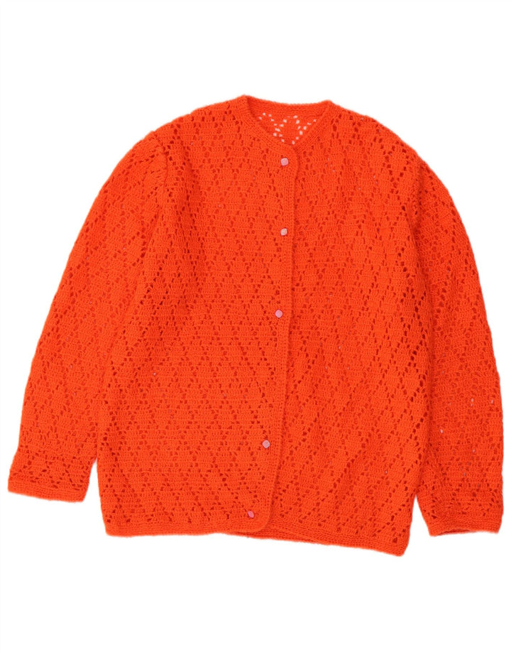 Vintage Womens Crochet Cardigan Sweater UK 14 Medium Orange