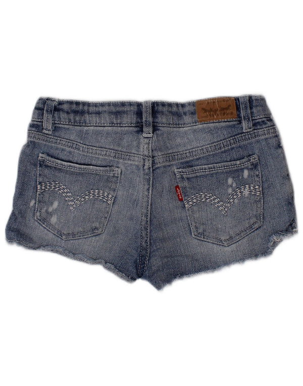 LEVI'S Girls Denim Shorts 7-8 Years W24 Blue Ramie
