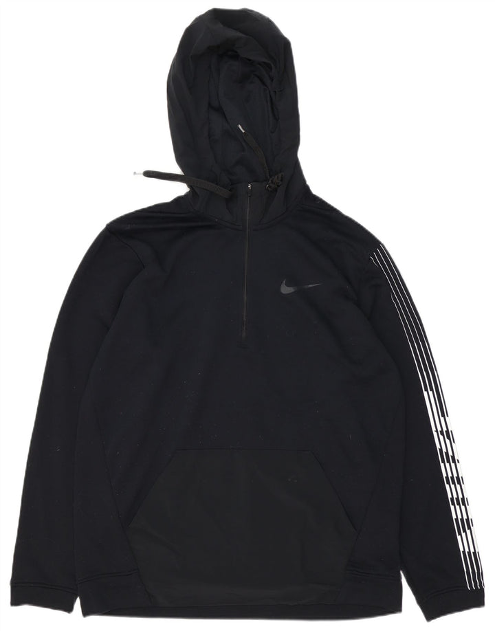 Nike Mens Graphic Zip Neck Hoodie Jumper Medium Navy Blue Polyester
