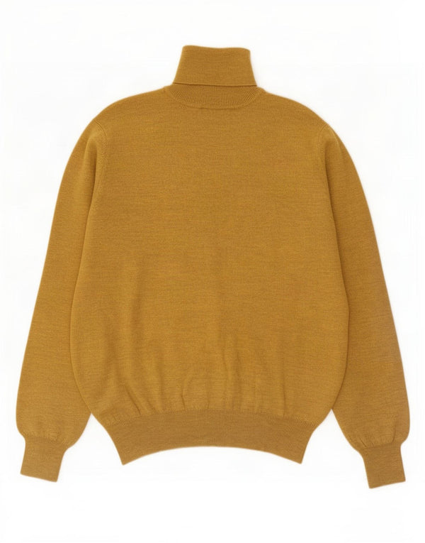 Ouragan Mens Roll Neck Jumper Sweater Medium Yellow Wool