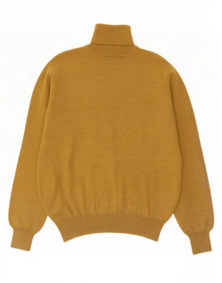 Ouragan Mens Roll Neck Jumper Sweater Medium Yellow Wool