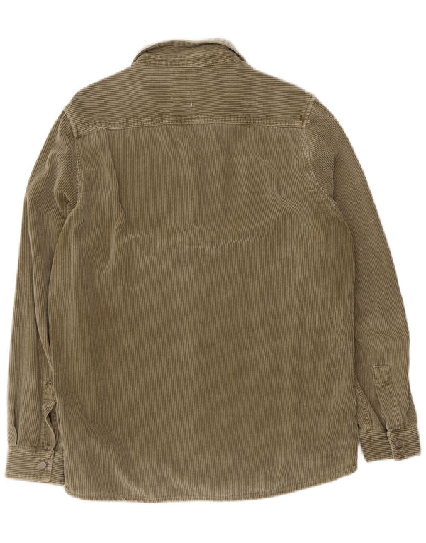 Zara Mens Corduroy Relaxed Fit Shirt Large Khaki Cotton