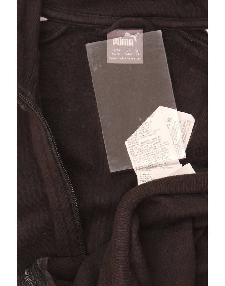 PUMA Boys Tracksuit Top Jacket 13-14 Years Black Colourblock Cotton Vintage Puma and Second-Hand Puma from Messina Hembry 