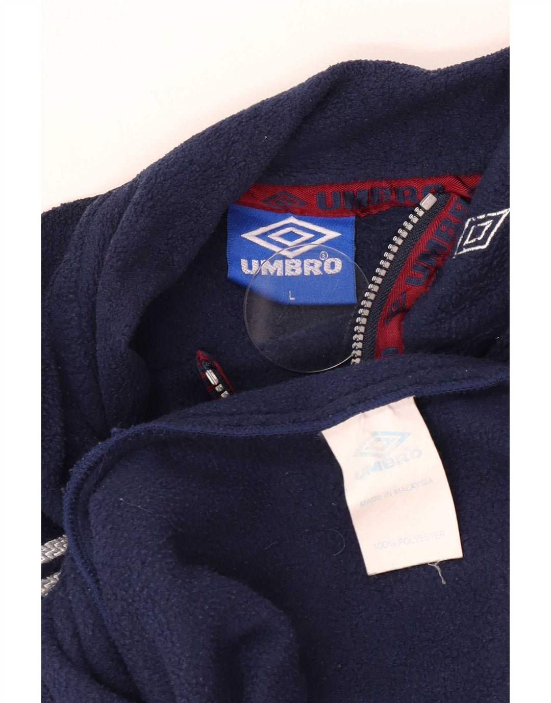 Umbro Mens Graphic Zip Neck Fleece Jumper Large Navy Blue Polyester