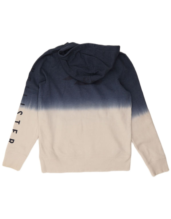 Hollister Mens Graphic Hoodie Jumper Small Navy Blue Colourblock Cotton